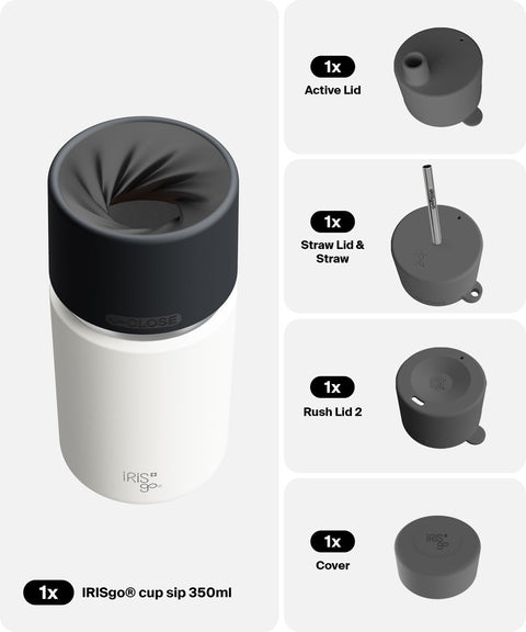 IRISgo® cup sip 350ml in Flat White im 4in1 Bundle, Thermobecher Swiss Made