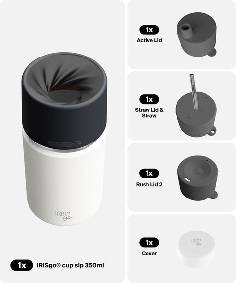 IRISgo® cup sip 350ml in Flat White im 4in1 Bundle, Thermobecher Swiss Made