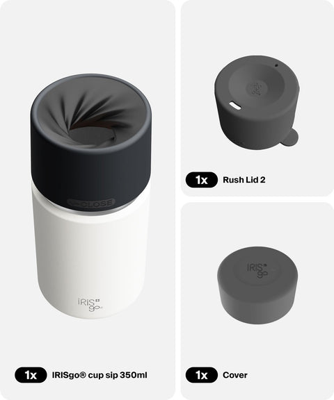 IRISgo® cup sip 350ml in Flat White im Everyday Comfort Bundle, Thermobecher Swiss Made