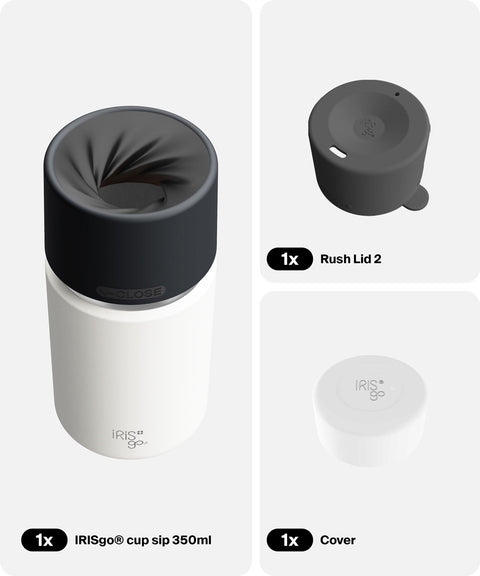 IRISgo® cup sip 350ml in Flat White im Everyday Comfort Bundle, Thermobecher Swiss Made