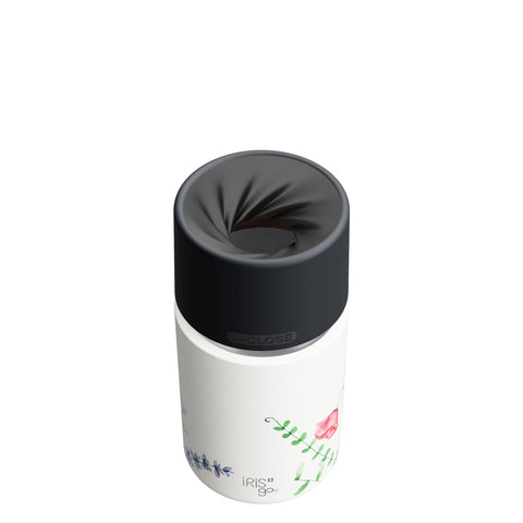 IRISgo® cup Thermobecher sip 350ml im Floral Art Design im Halbprofil