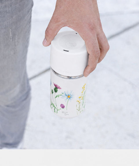 IRISgo® cup sip 350ml im Floral Art Design mit Rush Lid Deckel