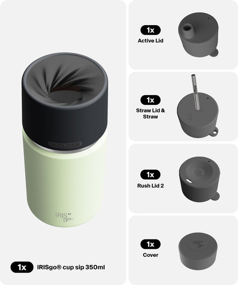 IRISgo® cup sip 350ml in Kea Green im 4in1 Bundle, Thermobecher Swiss Made