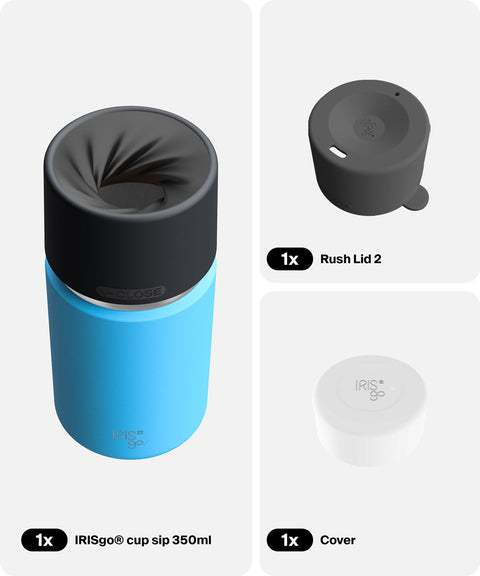 IRISgo® cup sip 350ml in Ocean Blue im Everyday Comfort Bundle, Thermobecher Swiss Made
