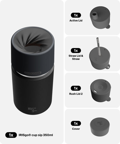IRISgo® cup sip 350ml in Roasted Black im 4in1 Bundle, Thermobecher Swiss Made