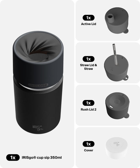 IRISgo® cup sip 350ml in Roasted Black im 4in1 Bundle, Thermobecher Swiss Made