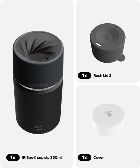 IRISgo® cup sip 350ml in Roasted Black im Everyday Comfort Bundle, Thermobecher Swiss Made