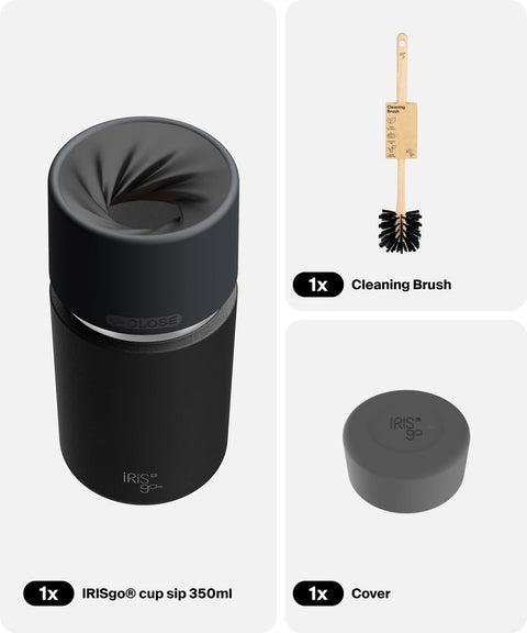 IRISgo® cup sip 350ml in Roasted Black im Starter Bundle, Thermobecher Swiss Made