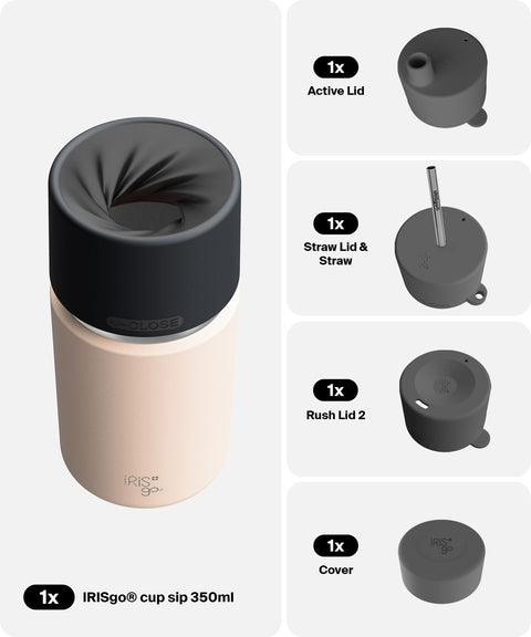 IRISgo® cup sip 350ml in Vanilla Cream im 4in1 Bundle, Thermobecher Swiss Made