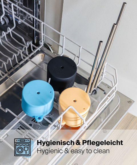 IRISgo® Straw Lid mit Edelstahlhalm, in Einzelteilen einfach zu reinigen