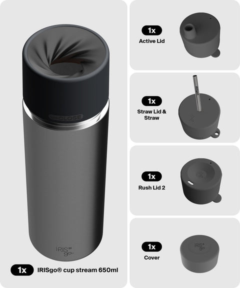 IRISgo® cup stream 650ml in Classic im 4in1 Bundle, Thermobecher Swiss Made