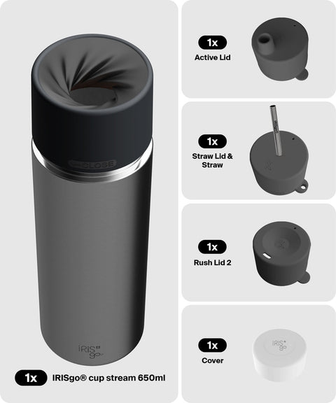 IRISgo® cup stream 650ml in Classic im 4in1 Bundle, Thermobecher Swiss Made
