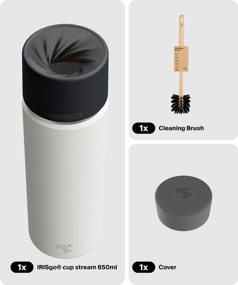 IRISgo® cup stream 650ml in Flat White im Starter Bundle, Thermobecher Swiss Made