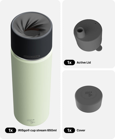 IRISgo® cup stream 650ml in Kea Green im Active Bundle, Thermobecher Swiss Made