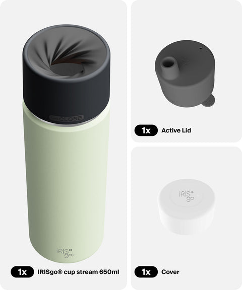 IRISgo® cup stream 650ml in Kea Green im Active Bundle, Thermobecher Swiss Made