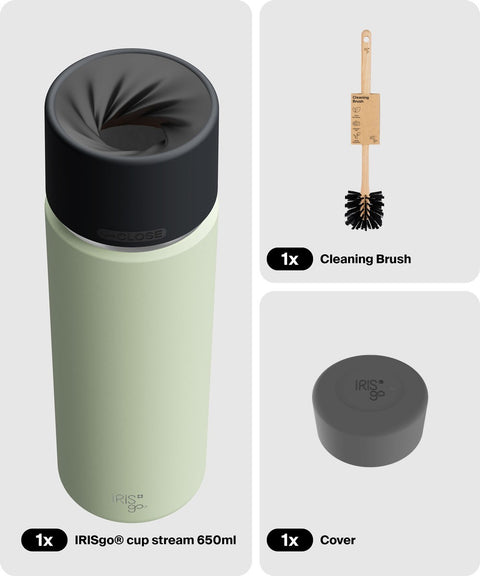 IRISgo® cup stream 650ml in Kea Green im Starter Bundle, Thermobecher Swiss Made