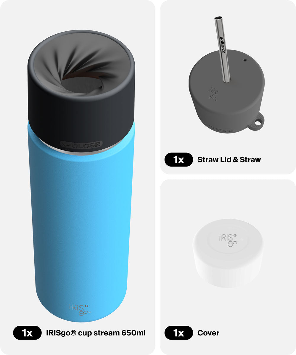 IRISgo® cup stream 650ml in Ocean Blue im Hydration Bundle, Thermobecher Swiss Made