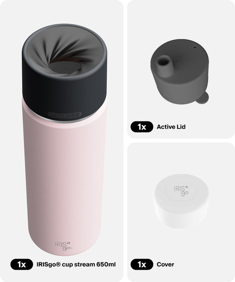 IRISgo® cup stream 650ml in Tasty Rosé im Active Bundle, Thermobecher Swiss Made