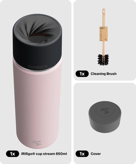 IRISgo® cup stream 650ml in Tasty Rosé im Starter Bundle, Thermobecher Swiss Made
