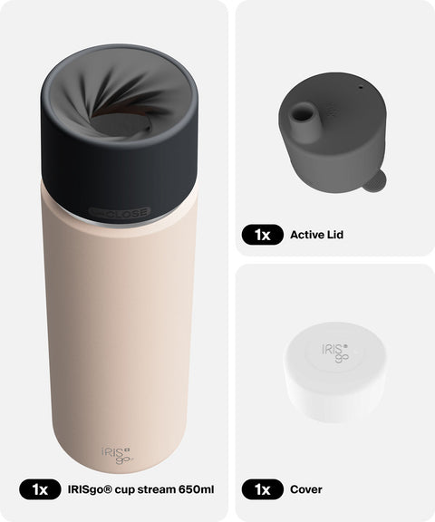 IRISgo® cup stream 650ml in Vanilla Cream im Active Bundle, Thermobecher Swiss Made