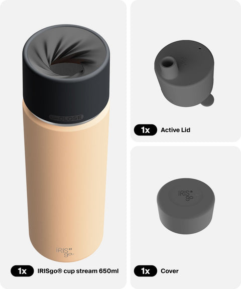 IRISgo® cup stream 650ml in Vibrant Orange im Active Bundle, Thermobecher Swiss Made