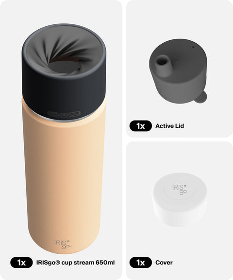 IRISgo® cup stream 650ml in Vibrant Orange im Active Bundle, Thermobecher Swiss Made