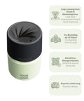 IRISgo® cup Thermobecher Kea Green 200ml mit Logo Gravur, patentiertem Drehverschluss aus doppelwandigem Edelstahl, Swiss Made