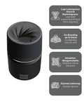 IRISgo® cup Thermobecher Roasted Black 200ml mit Logo Gravur, patentiertem Drehverschluss aus doppelwandigem Edelstahl, Swiss Made