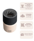 IRISgo® cup Thermobecher Vanilla Cream 200ml mit Logo Gravur, patentiertem Drehverschluss aus doppelwandigem Edelstahl, Swiss Made