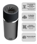 IRISgo® cup Thermobecher Classic 500ml mit Logo Gravur, patentiertem Drehverschluss aus doppelwandigem Edelstahl, Swiss Made