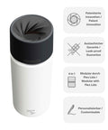 IRISgo® cup Thermobecher Flat White 500ml mit patentiertem Drehverschluss aus doppelwandigem Edelstahl, Swiss Made