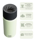 IRISgo® cup Thermobecher Kea Green 500ml mit Logo Gravur, patentiertem Drehverschluss aus doppelwandigem Edelstahl, Swiss Made
