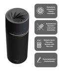 IRISgo® cup Thermobecher Roasted Black 500ml mit patentiertem Drehverschluss aus doppelwandigem Edelstahl, Swiss Made