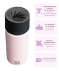 IRISgo® cup Thermobecher Tasty Rosé 500ml mit Logo Gravur, patentiertem Drehverschluss aus doppelwandigem Edelstahl, Swiss Made