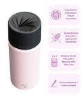 IRISgo® cup Thermobecher Tasty Rosé 500ml mit patentiertem Drehverschluss aus doppelwandigem Edelstahl, Swiss Made