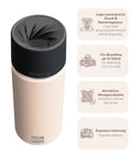 IRISgo® cup Thermobecher Vanilla Cream 500ml mit Logo Gravur, patentiertem Drehverschluss aus doppelwandigem Edelstahl, Swiss Made