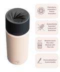 IRISgo® cup Thermobecher Vanilla Cream 500ml mit patentiertem Drehverschluss aus doppelwandigem Edelstahl, Swiss Made