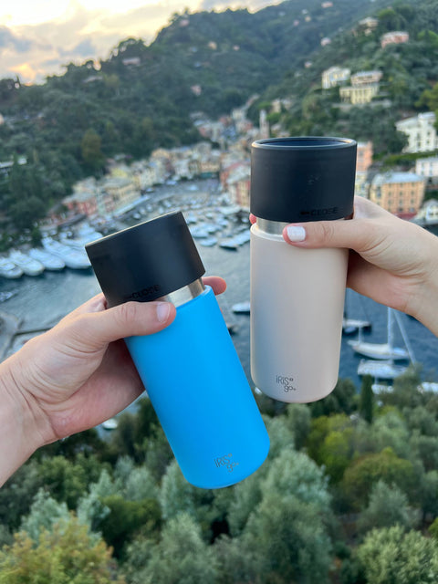 IRISgo® cup Thermobecher outdoor im Einsatz, Swiss Made für unterwegs