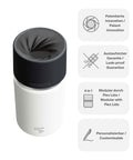 IRISgo® cup Thermobecher Flat White 350ml mit patentiertem Drehverschluss aus doppelwandigem Edelstahl, Swiss Made