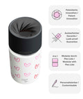 IRISgo® cup Thermobecher Herz Design 350ml mit patentiertem Drehverschluss aus doppelwandigem Edelstahl, Swiss Made