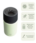 IRISgo® cup Thermobecher Kea Green 350ml mit patentiertem Drehverschluss aus doppelwandigem Edelstahl, Swiss Made