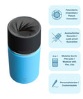 IRISgo® cup Thermobecher Ocean Blue 350ml mit patentiertem Drehverschluss aus doppelwandigem Edelstahl, Swiss Made