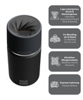 IRISgo® cup Thermobecher Roasted Black 350ml mit Logo Gravur, patentiertem Drehverschluss aus doppelwandigem Edelstahl, Swiss Made