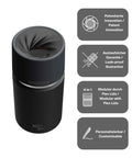 IRISgo® cup Thermobecher Roasted Black 350ml mit patentiertem Drehverschluss aus doppelwandigem Edelstahl, Swiss Made
