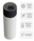 IRISgo® cup Thermobecher Flat White 650ml mit patentiertem Drehverschluss aus doppelwandigem Edelstahl, Swiss Made