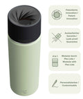 IRISgo® cup Thermobecher Kea Green 650ml mit patentiertem Drehverschluss aus doppelwandigem Edelstahl, Swiss Made