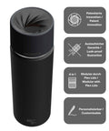 IRISgo® cup Thermobecher Roasted Black 650ml mit patentiertem Drehverschluss aus doppelwandigem Edelstahl, Swiss Made