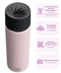 IRISgo® cup Thermobecher Tasty Rosé 650ml mit Logo Gravur, patentiertem Drehverschluss aus doppelwandigem Edelstahl, Swiss Made