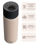 IRISgo® cup Thermobecher Vanilla Cream 650ml mit Logo Gravur, patentiertem Drehverschluss aus doppelwandigem Edelstahl, Swiss Made