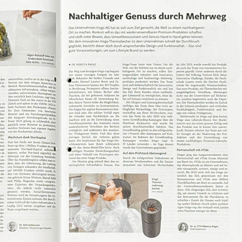 Bericht im Verpackungs Magazin über den IRISgo® cup Thermobecher